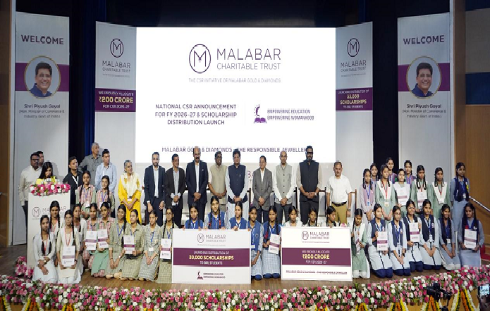 केंद्रीय वाणिज्य एवं उद्योग मंत्री  पीयूष गोयल ने वित्त वर्ष 2026–27 के लिए मलाबार गोल्ड एंड डायमंड्स की ₹200 करोड़ की CSR पहल का उद्घाटन किया