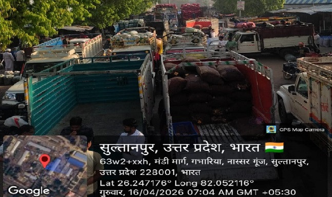 अमहट मंडी सुल्तानपुर में ट्रैफिक नियमों की खुली उल्लंघन, गेट नंबर-2 से शुरू हो रहा भयंकर जाम