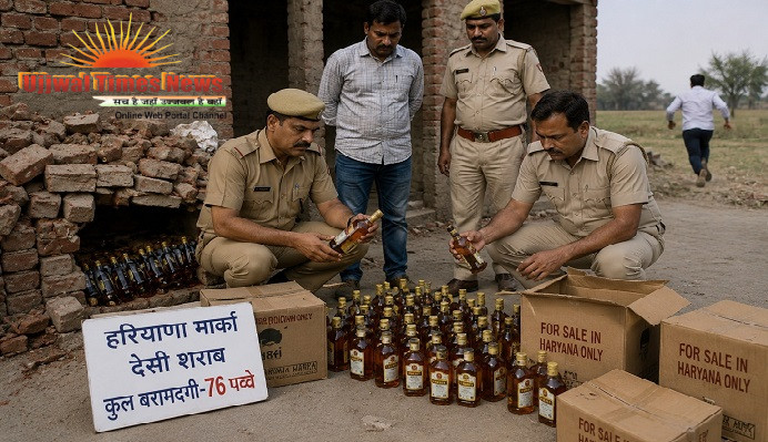 खाली मकान में ईंटों के नीचे छिपा रखी थी तस्करी की शराब, 76 पव्वे बरामद, अभियुक्त फरार