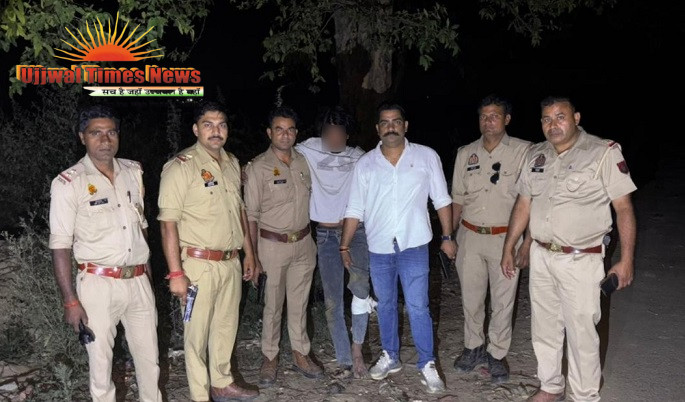 महिला की चैन झपट्टा मारकर लूटने वाले दो अभियुक्त मुठभेड़ के बाद गिरफ्तार, एक घायल
