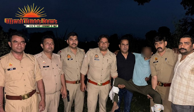 टैंट व्यवसायी पिता- पुत्र की हत्याकांड के फरार आरोपी को पुलिस ने मुठभेड़ के बाद किया गिरफ्तार