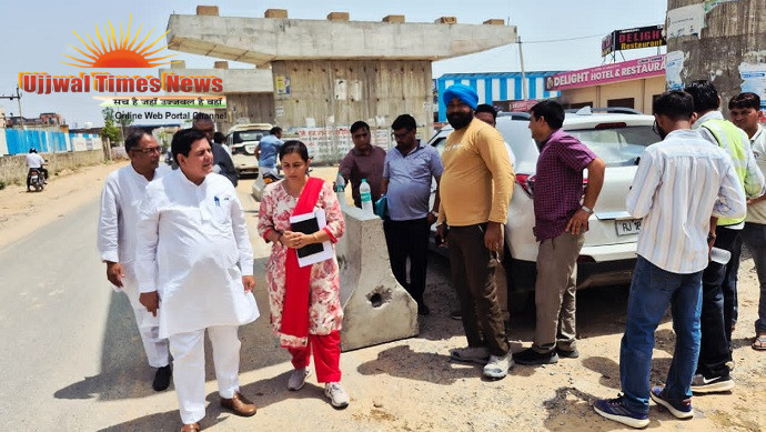 निर्माणाधीन रेलवे ओवर ब्रिज का विधायक राजेंद्र भाम्बू ने किया निरीक्षण, गुणवत्ता और समयबद्धता के साथ कार्य पूर्ण करने के दिए निर्देश