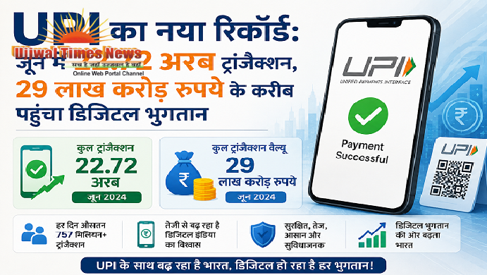 UPI का नया रिकॉर्ड: जून में 22.72 अरब ट्रांजैक्शन, 29 लाख करोड़ रुपये के करीब पहुंचा डिजिटल भुगतान
