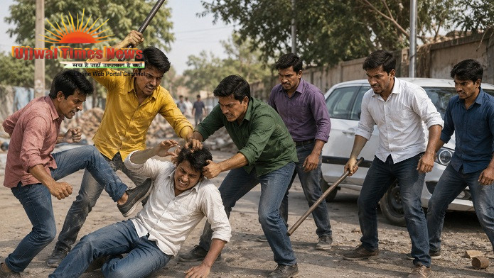 रास्ता रोककर युवकों पर हमला, गाली-गलौज के बाद लाठी-डंडों से पीटा