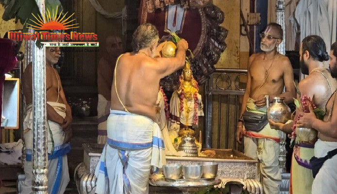 गर्मी से भगवान को शीतलता प्रदान करने की परंपरा, 81 रजत कलशों से हुआ श्रीगोदारंगमन्नार का ज्येष्ठाभिषेक