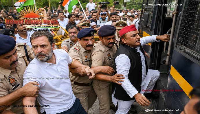 नीट मुद्दे पर प्रदर्शन के दौरान बढ़ा राजनीतिक तनाव, राहुल गांधी और अखिलेश यादव हिरासत में
