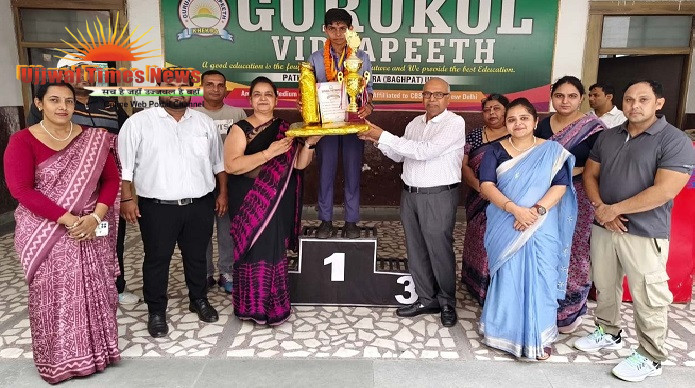 गुरुकुल विद्यापीठ की प्रियांशी ने क्लस्टर स्टेट गेम में जीता स्वर्ण,किया सम्मानित