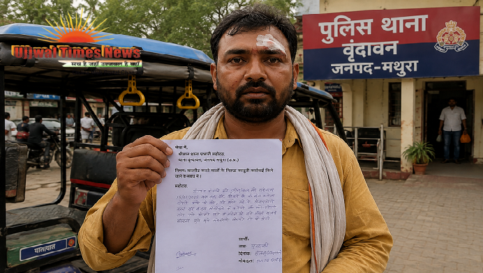 वृंदावन में ई-रिक्शा चालक ने लगाया मारपीट का आरोप, पुलिस से कार्रवाई की मांग