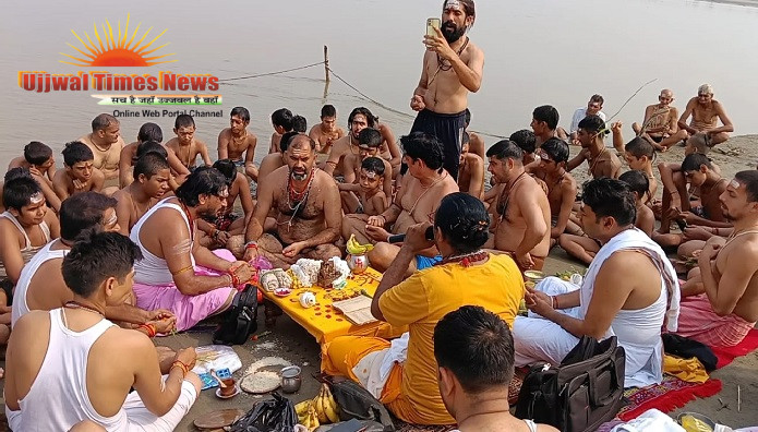 जागोस गांव में यमुना तट पर विधि-विधान से संपन्न हुआ श्रावणी पर्व, वेद मंत्रों से गूंजा घाट