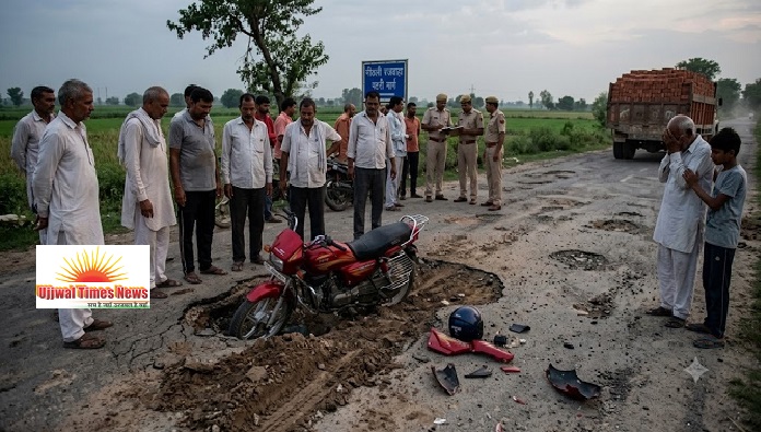 सड़क के गड्ढे ने ली पूर्व प्रधान की पुत्रवधू की जान, परिवार में मचा कोहराम