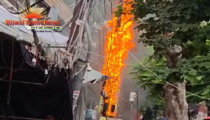 जन्माष्टमी से पहले इस्कॉन मंदिर के सामने मचा हड़कंप, धू-धू कर जला बिजली का पोल; भगदड़ जैसे हालात
