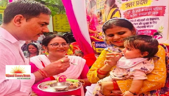 कुपोषण दूर करने का संकल्प, पांच गर्भवतियों की हुई गोदभराई
