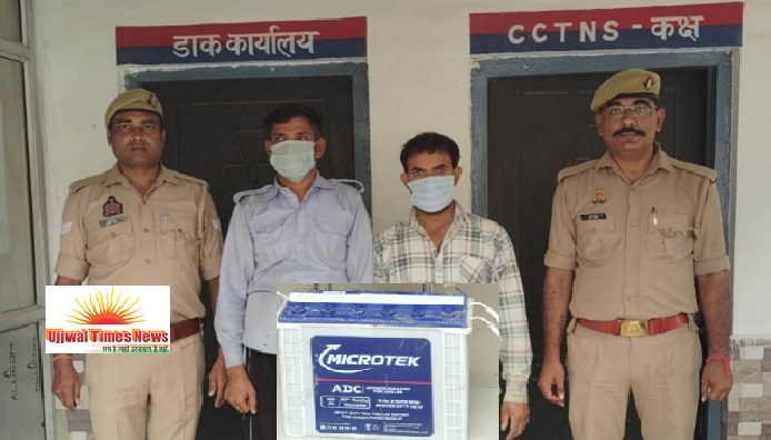 गद्दा फैक्ट्री में चोरी का खुलासा, दो आरोपी गिरफ्तार; बैटरी और एलईडी बरामद
