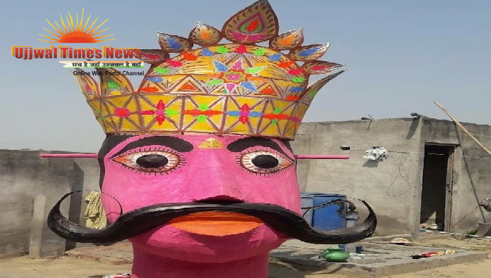 55 फुट ऊंचे रावण को अंतिम रूप देने में जुटा अनीस का परिवार