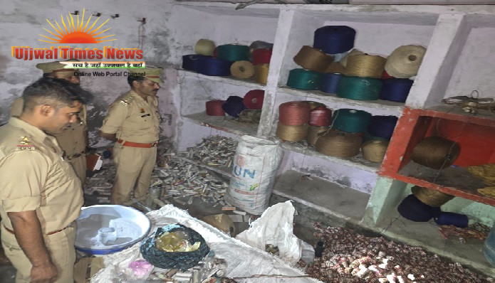 बालैनी में अवैध विस्फोटक फैक्ट्री का भंडाफोड़, 150 किलो तैयार सुतली बम और 800 किलो से अधिक विस्फोटक सामग्री बरामद